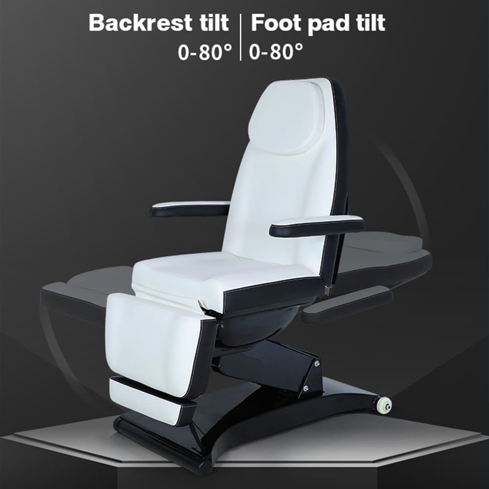 White and Black Electric Esthetician Table Beauty Bed Facial Chair 