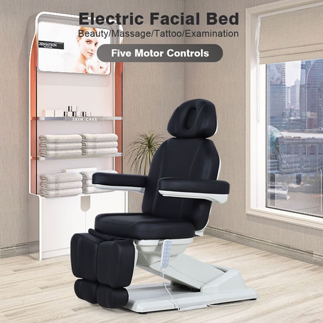 Electric Adjustable Podiatry Bed Black Tattoo Pedicure Chair - Kangmei