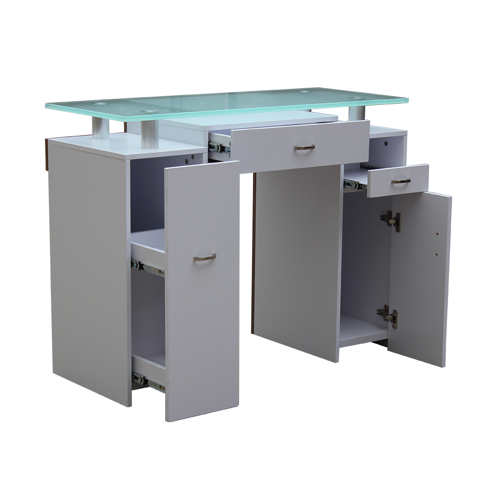Wholesale Modern High Gloss Nail Salon Furniture Statiom Manicure Table With Vacuum