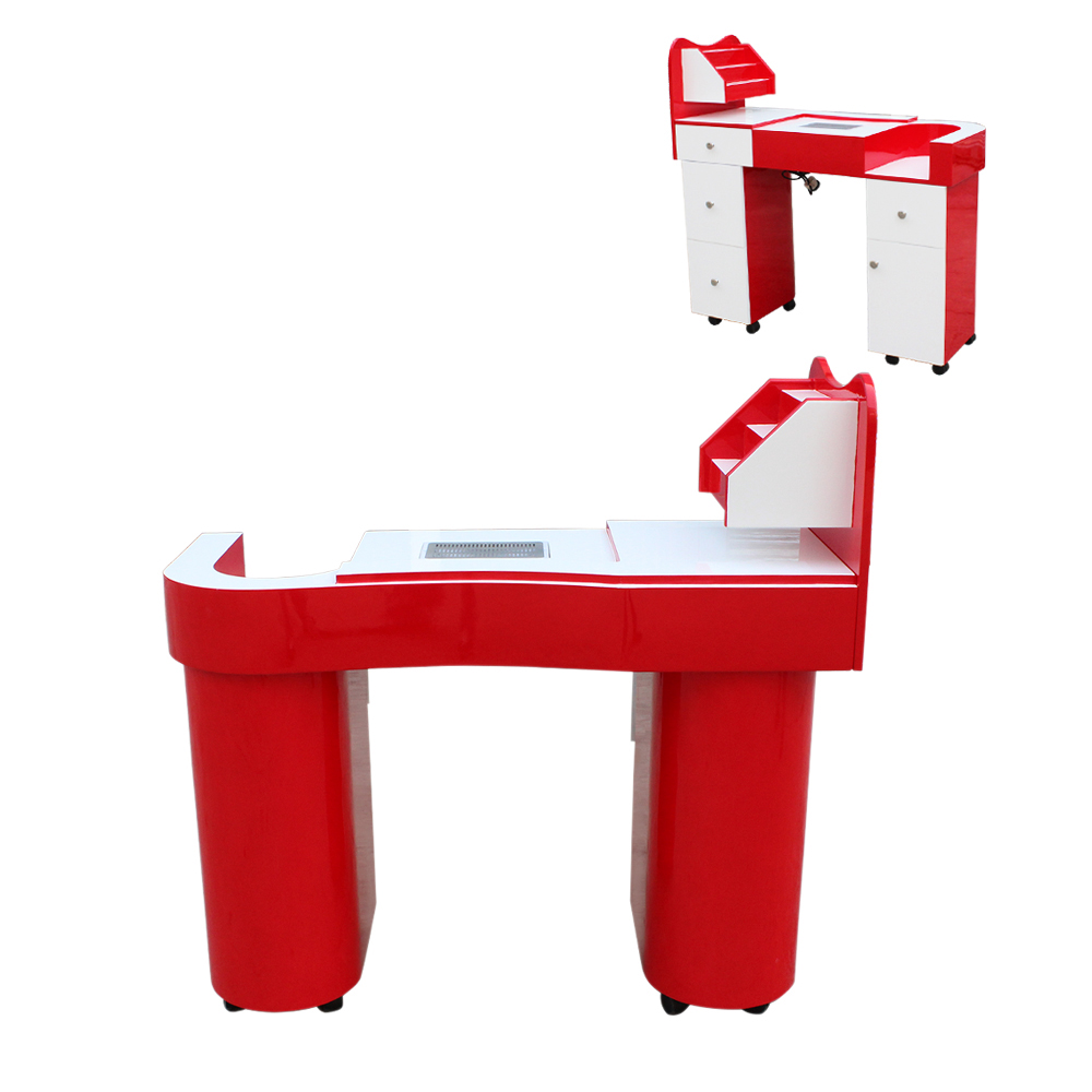 2018 Kangzhimei wholesale modern nail salon red and white nail manicure table N049-1