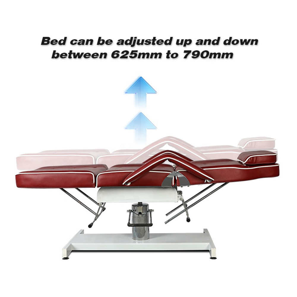 Hydraulic Lift Facial Bed Tattoo Chair Red Spa Massage Table