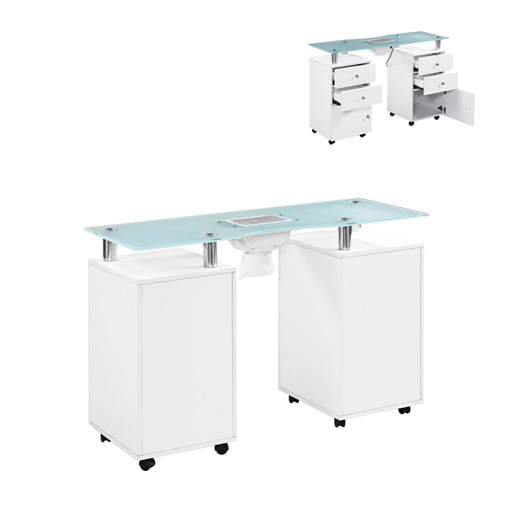 nail salon furniture white vented manicure table N053