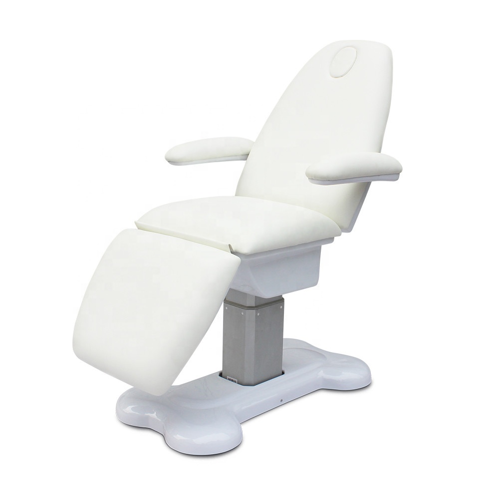 White Electric Adjustable Lift Massage Table Beauty Bed Facial Chair