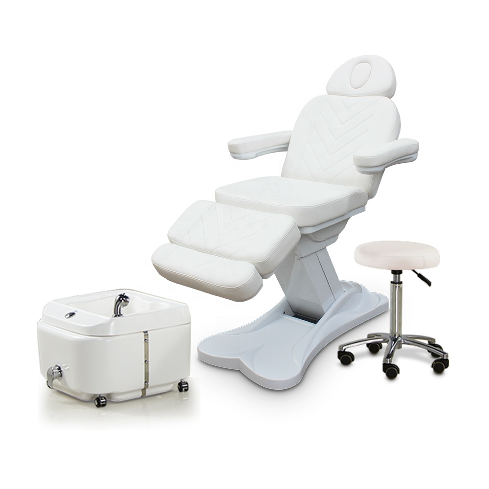 White Electric Massage Table Beauty Facial Bed Podiatry Chair