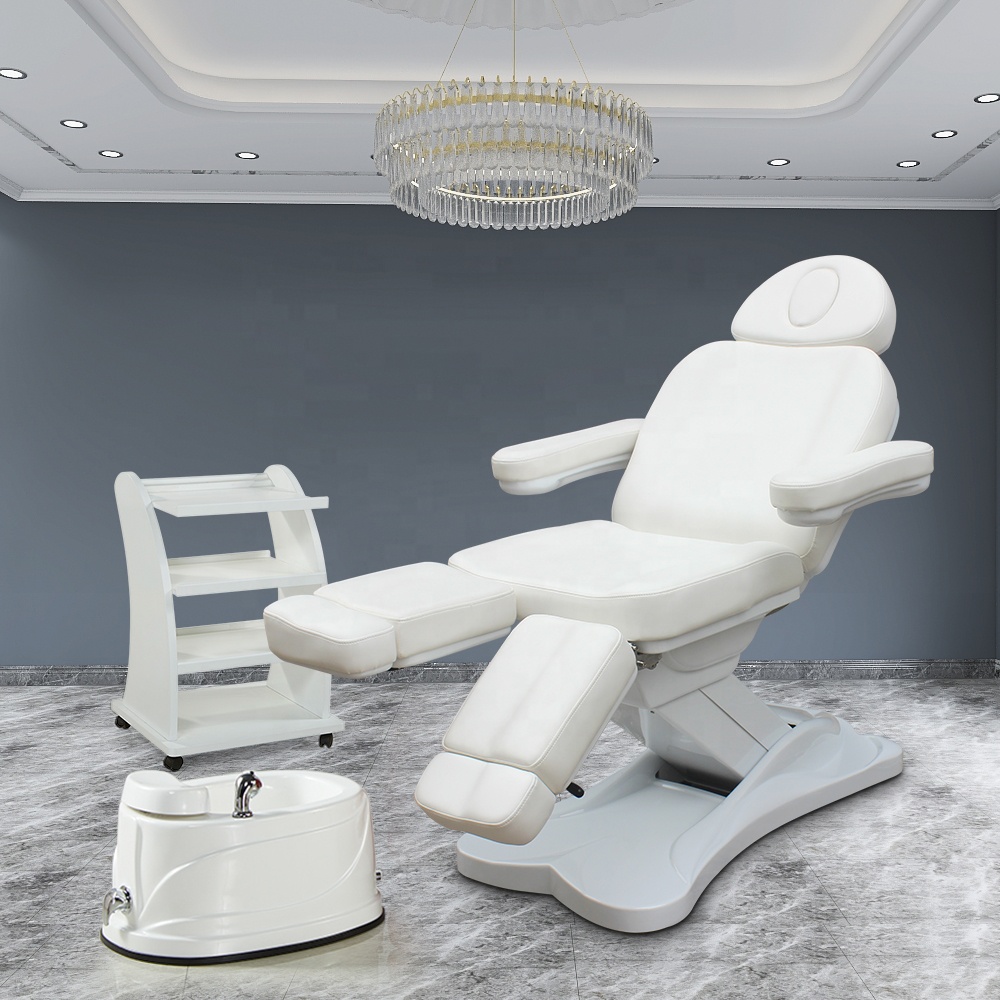Electric Adjustable White Massage Table Lift Facial Bed Podiatry Tattoo Pedicure Chair