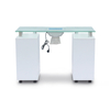 White Nail Desk Station Manicure Table with Glass Top - Kangmei