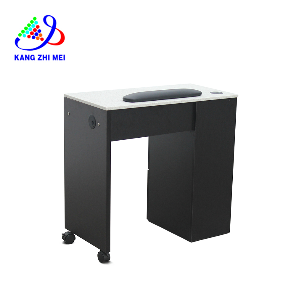Black Nail Desk Manicure Table with Granite Top - Kangmei