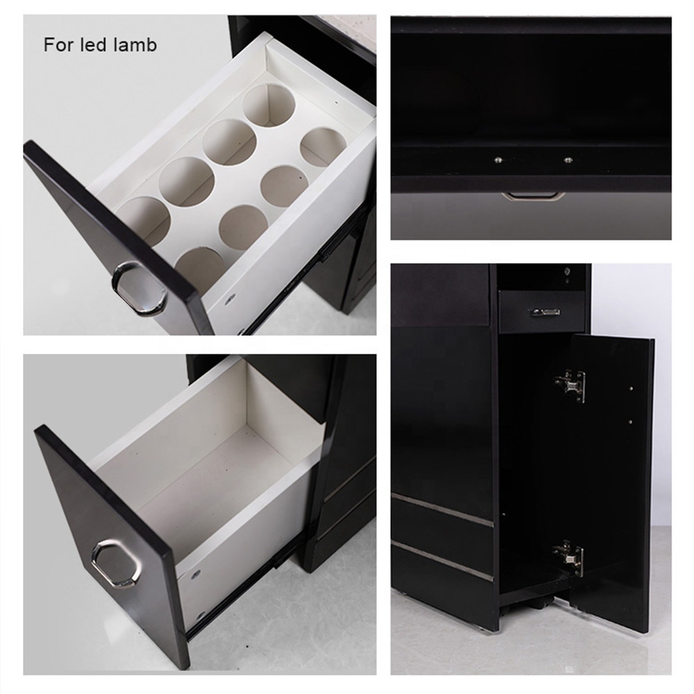 Black Manicure Table Nail Desk Station with Vent - Kangmei