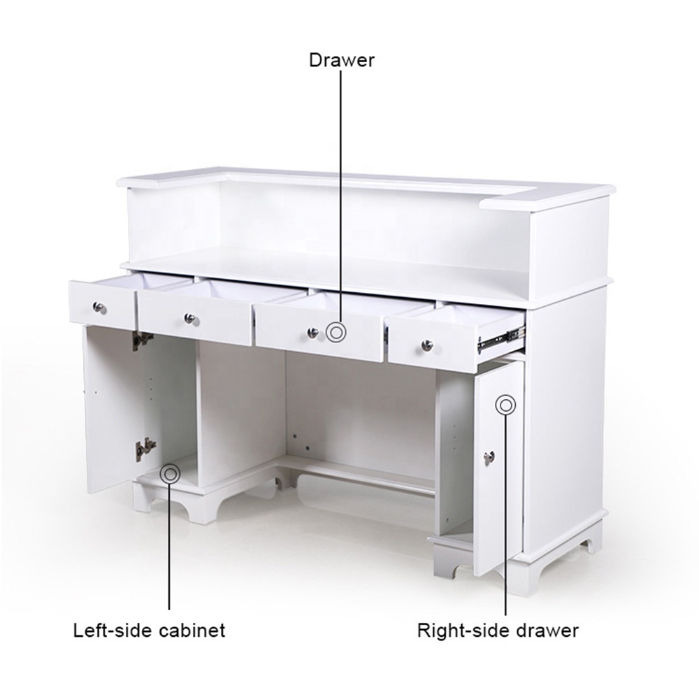 Modern White High Gloss Wood Reception Table Front Desk - Kangmei
