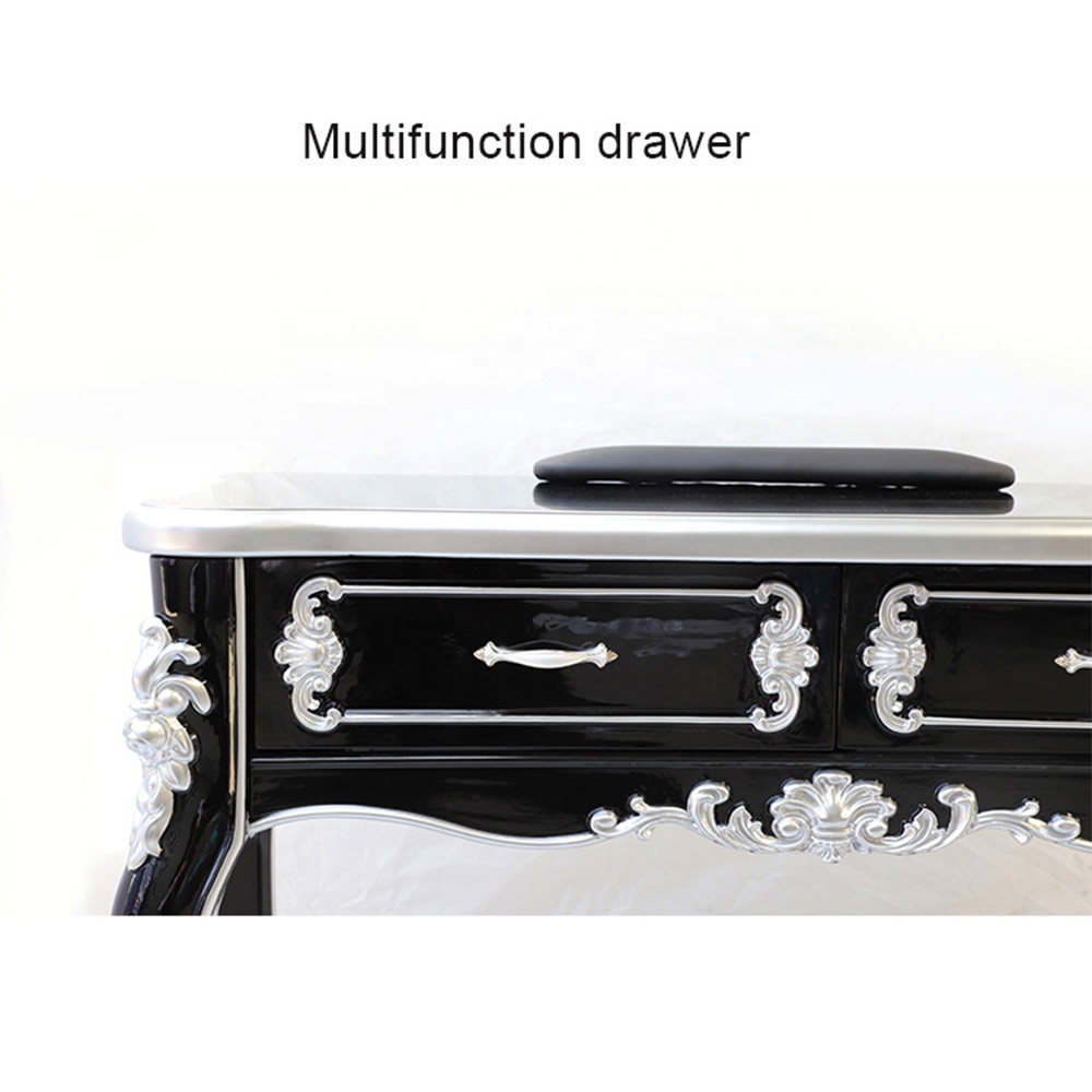 Black Luxury Vintage Nail Desk Station Manicure Table - Kangmei