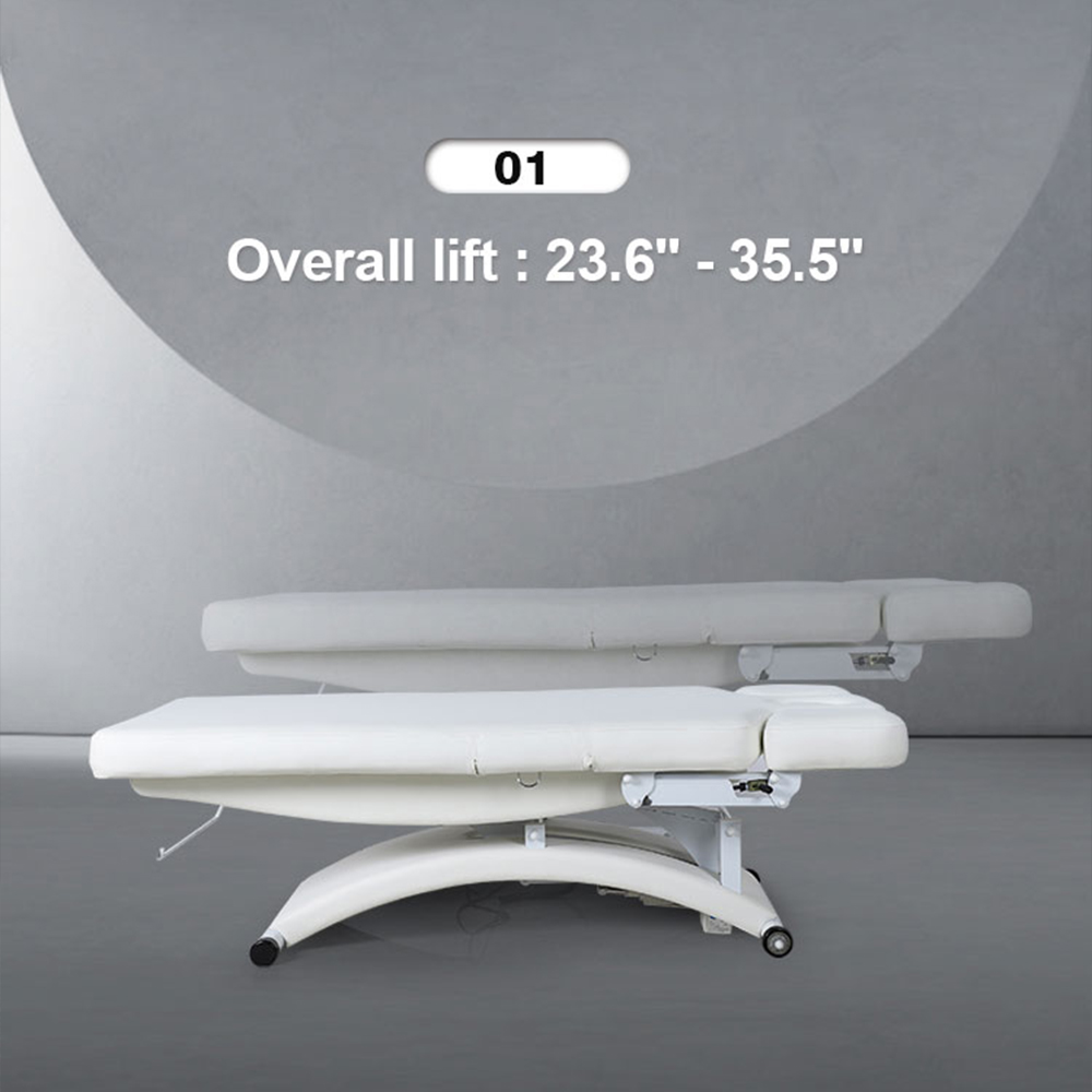 Electric Massage Table Adjustable White Spa Bed