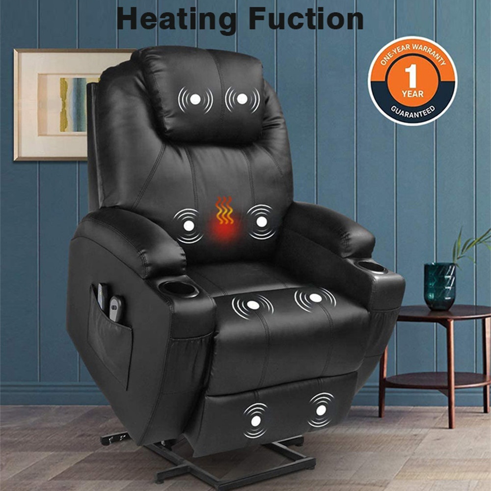 Modern European Style Home Lazy Boy Electric Power Lift Solid Wood Rise Single Lounge Leather Massage Heated Recliner Sofa Chair