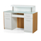 Kangmei Modern Luxury Beauty Salon Furniture Wooden High Gloss White Small Front Reception Desk Counter Table