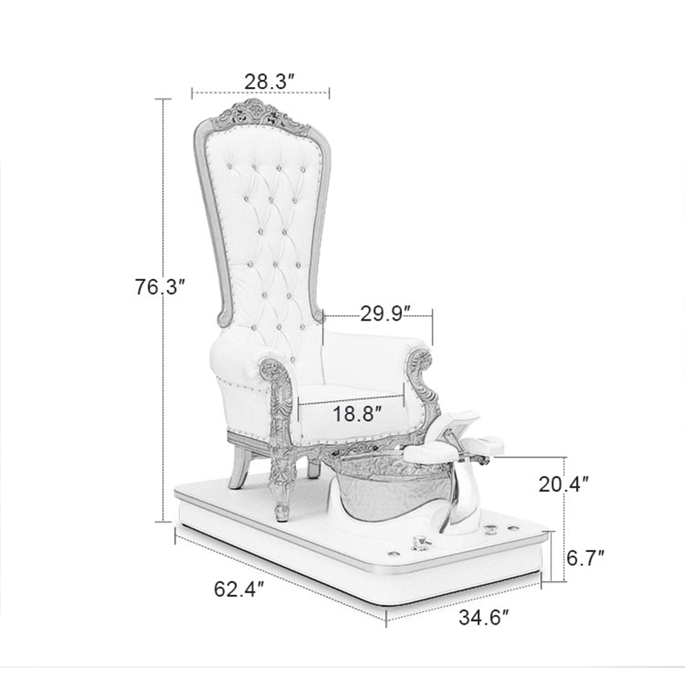 Royal Pipeless Foot Spa High Back Queen Throne Pedicure Chair